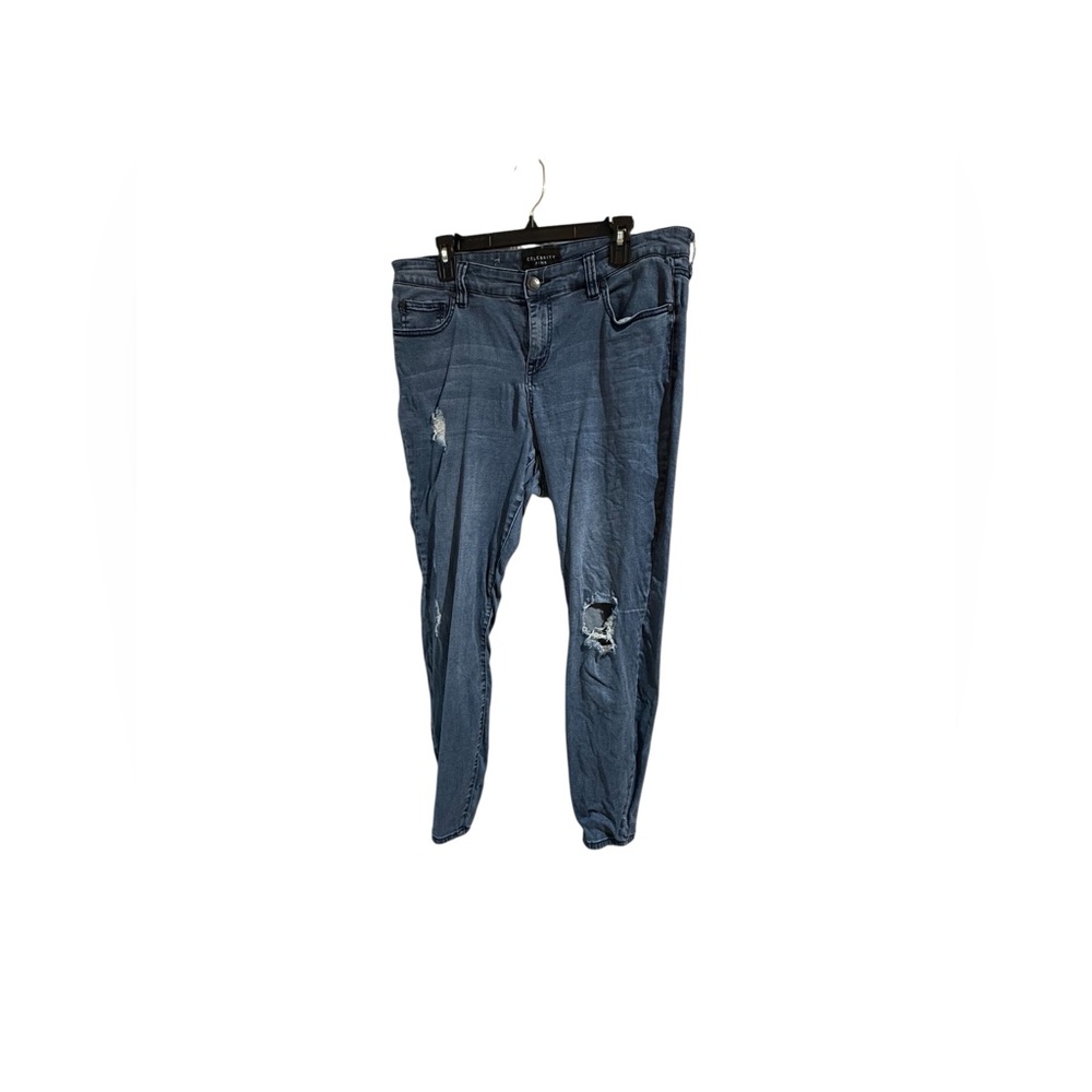 Celebrity Pink Dawson Super Skinny Ripped Jeans in Medium Wash| Size: 14